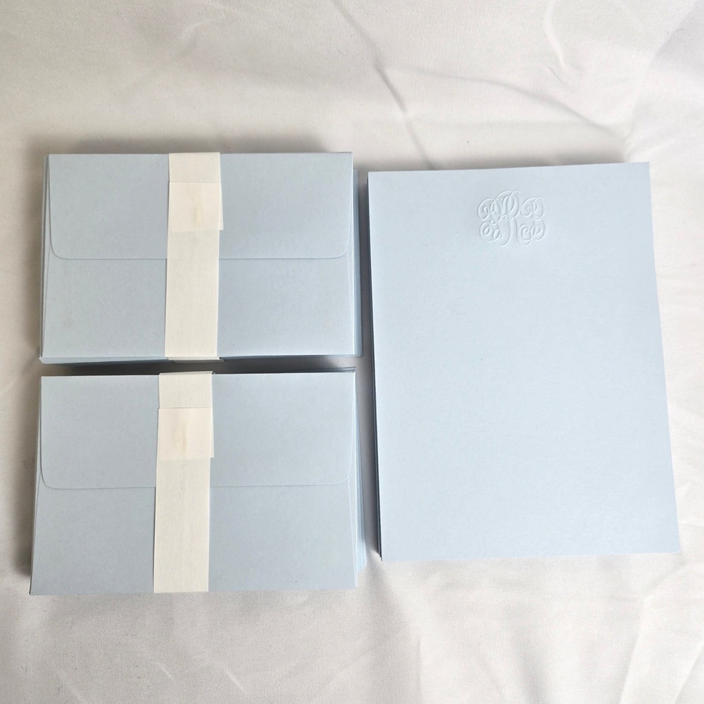 Monogrammed‎ SRB Stationary Set Blue 52 Cards 50 Envelopes Blank Unused